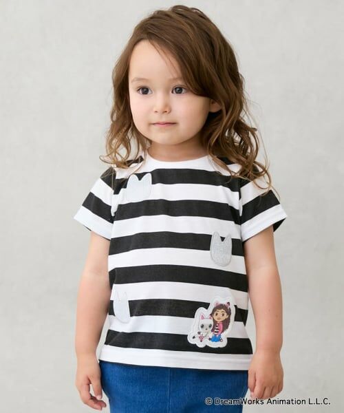 petit main / プティマイン Tシャツ | 【ギャビー】なりきりボーダーTシャツ（黒）