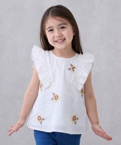 petit main / プティマイン Tシャツ | 【WEB限定特別価格】ひまわり刺しゅうチュニック