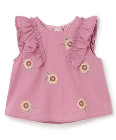petit main / プティマイン Tシャツ | 【WEB限定特別価格】ひまわり刺しゅうチュニック