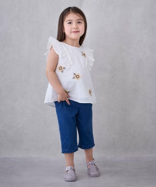 petit main / プティマイン Tシャツ | 【WEB限定特別価格】ひまわり刺しゅうチュニック | 詳細2