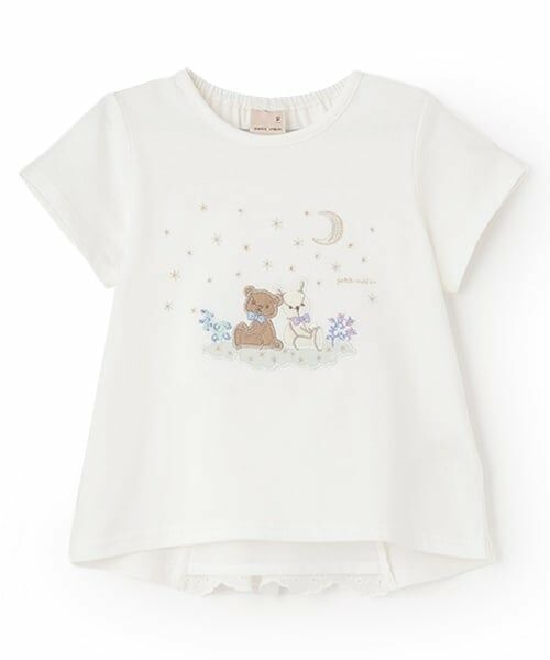 petit main / プティマイン Tシャツ | 星空のpupu＆tete半袖Tシャツ（オフ ホワイト）
