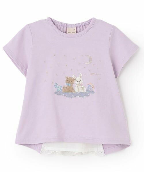 petit main / プティマイン Tシャツ | 星空のpupu＆tete半袖Tシャツ（ラベンダー）