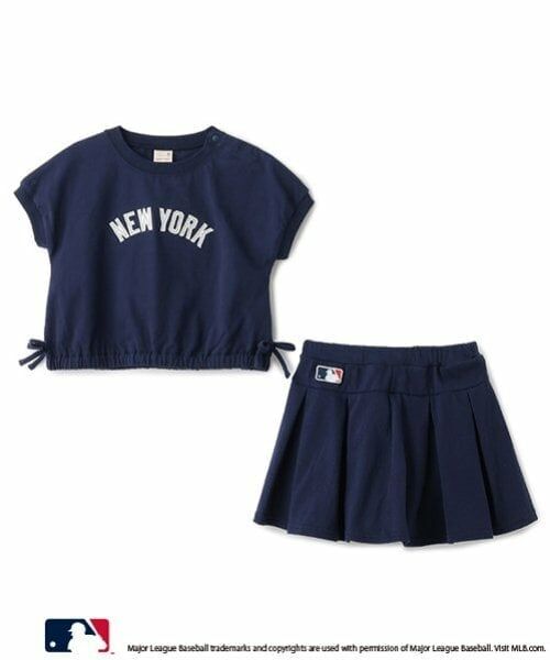 petit main / プティマイン ミニ丈・ひざ丈ワンピース | 【MLB/リンク】カットソーセットアップ（紺）