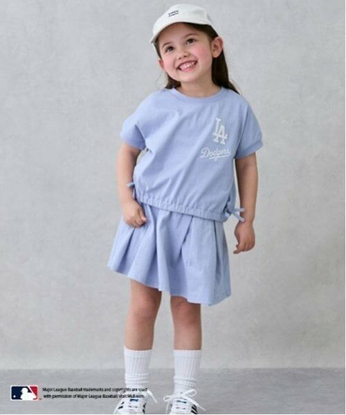 petit main / プティマイン ミニ丈・ひざ丈ワンピース | 【MLB/リンク】カットソーセットアップ（ブルー）