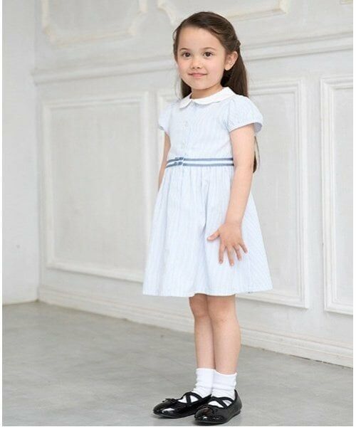 petit main / プティマイン ミニ丈・ひざ丈ワンピース | 【WIN COOL】衿ワンピース（ライト ブルー）