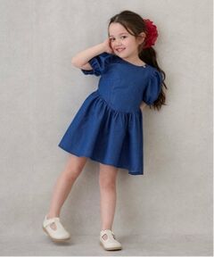 petit main / プティマイン ミニ丈・ひざ丈ワンピース | 袖パフペプラムワンピース