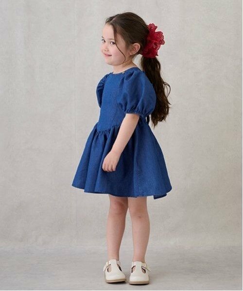 petit main / プティマイン ミニ丈・ひざ丈ワンピース | 袖パフペプラムワンピース | 詳細1