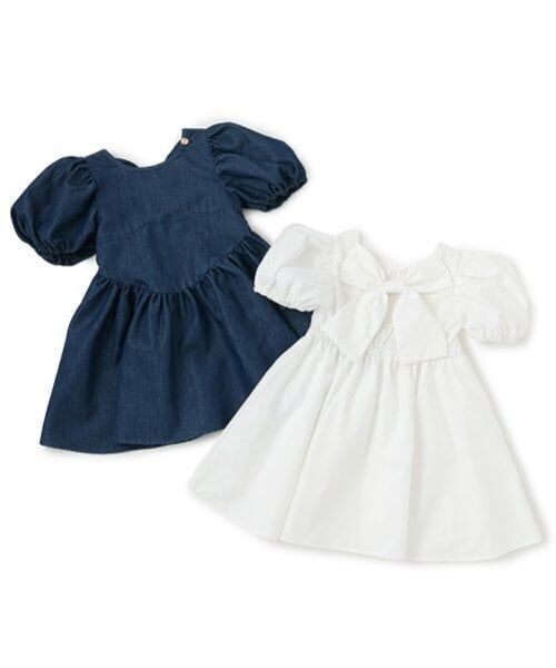 petit main / プティマイン ミニ丈・ひざ丈ワンピース | 袖パフペプラムワンピース | 詳細13