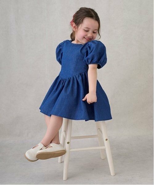 petit main / プティマイン ミニ丈・ひざ丈ワンピース | 袖パフペプラムワンピース | 詳細3