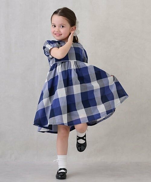 petit main / プティマイン ミニ丈・ひざ丈ワンピース | 【リンク】肩あきチェックワンピース(キッズ) | 詳細1