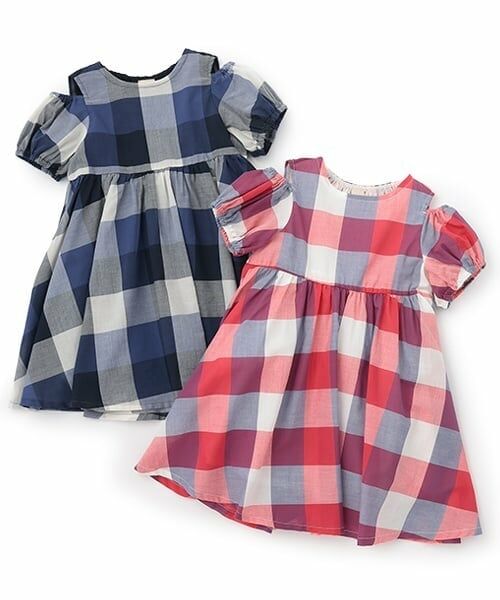 petit main / プティマイン ミニ丈・ひざ丈ワンピース | 【リンク】肩あきチェックワンピース(キッズ) | 詳細17