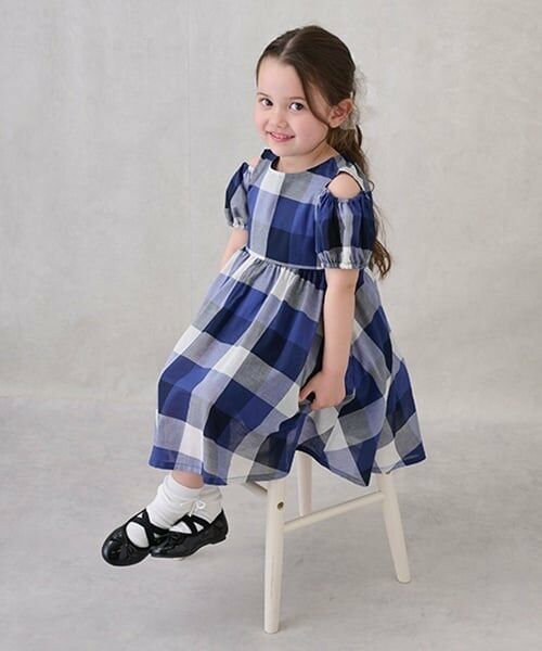 petit main / プティマイン ミニ丈・ひざ丈ワンピース | 【リンク】肩あきチェックワンピース(キッズ) | 詳細3