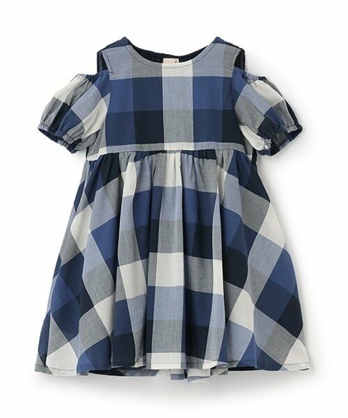 petit main / プティマイン ミニ丈・ひざ丈ワンピース | 【リンク】肩あきチェックワンピース(キッズ) | 詳細8