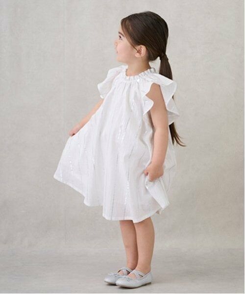 petit main / プティマイン ミニ丈・ひざ丈ワンピース | 【リンク】ラメストライプ/花柄ワンピース(キッズ) | 詳細1