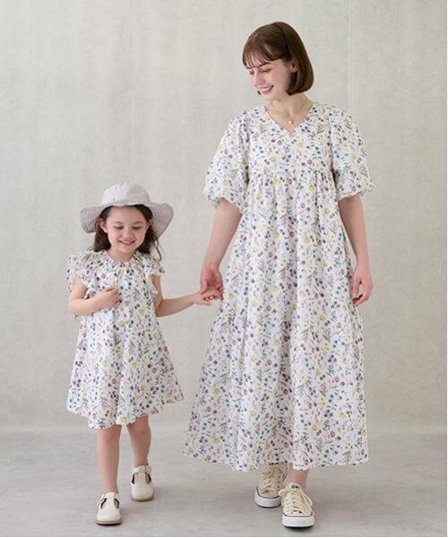 petit main / プティマイン ミニ丈・ひざ丈ワンピース | 【リンク】ラメストライプ/花柄ワンピース(キッズ) | 詳細6