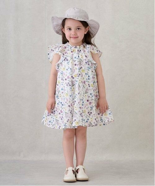 petit main / プティマイン ミニ丈・ひざ丈ワンピース | 【リンク】ラメストライプ/花柄ワンピース(キッズ)（マルチ）