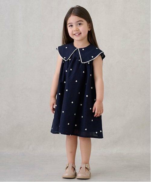 petit main / プティマイン ミニ丈・ひざ丈ワンピース | 【リンク】ハート刺しゅうワンピース(キッズ) | 詳細1
