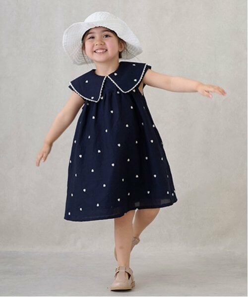 petit main / プティマイン ミニ丈・ひざ丈ワンピース | 【リンク】ハート刺しゅうワンピース(キッズ) | 詳細2