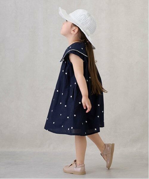 petit main / プティマイン ミニ丈・ひざ丈ワンピース | 【リンク】ハート刺しゅうワンピース(キッズ) | 詳細3