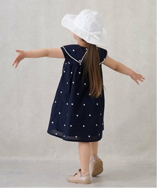 petit main / プティマイン ミニ丈・ひざ丈ワンピース | 【リンク】ハート刺しゅうワンピース(キッズ) | 詳細4