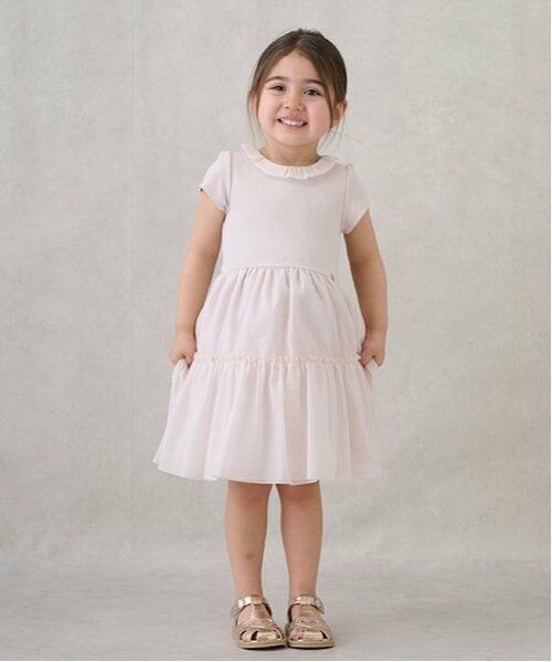 petit main / プティマイン ミニ丈・ひざ丈ワンピース | 【リンク】オーガンジーワンピース(キッズ)（ライト ピンク）