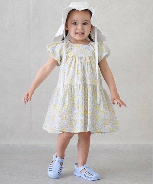 petit main / プティマイン ミニ丈・ひざ丈ワンピース | 【スマイル/速乾】袖バルーンワンピ（クリーム）