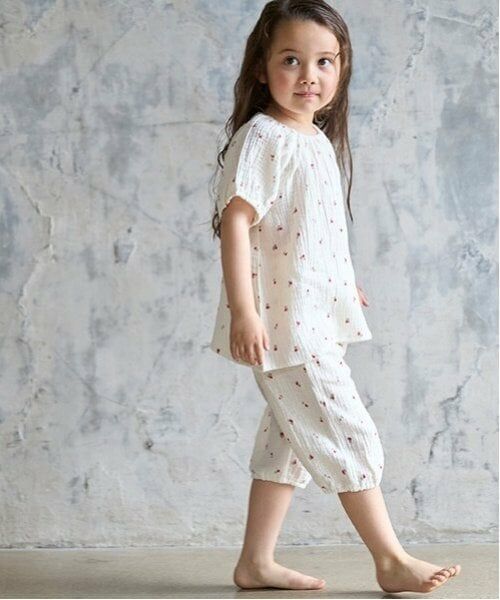 petit main / プティマイン ルームウェア | 【リンク】パフスリーブWガーゼパジャマ(キッズ) | 詳細1