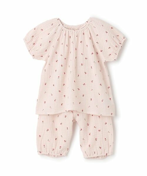 petit main / プティマイン ルームウェア | 【リンク】パフスリーブWガーゼパジャマ(キッズ)（ライト ピンク）