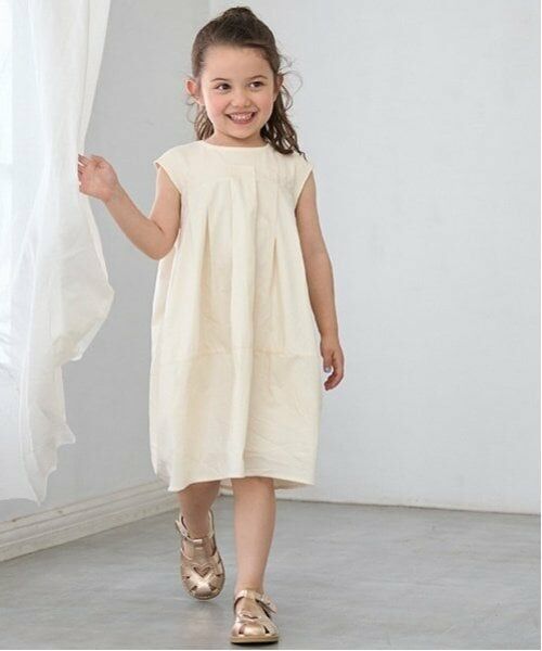 petit main / プティマイン ミニ丈・ひざ丈ワンピース | 【リンク】ドッキングバルーンワンピース(キッズ)（生成）