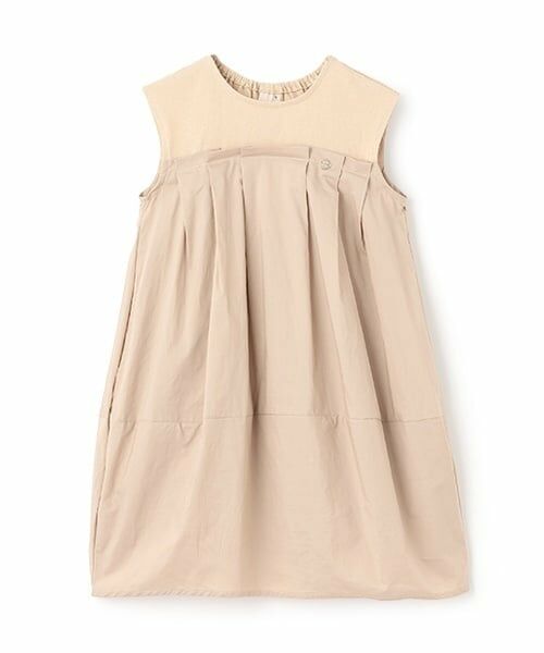 petit main / プティマイン ミニ丈・ひざ丈ワンピース | 【リンク】ドッキングバルーンワンピース(キッズ)（薄ベージュ）