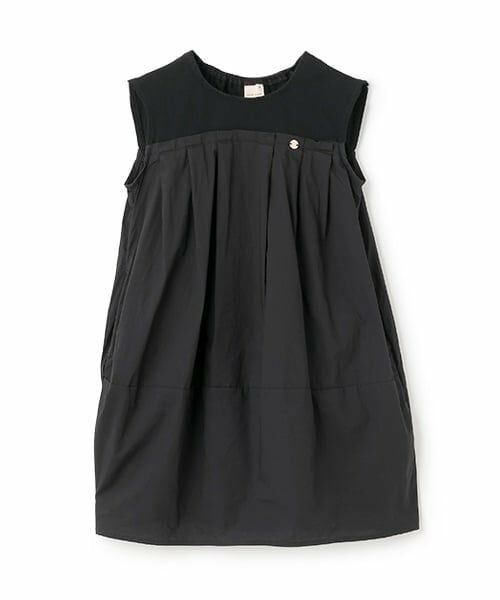 petit main / プティマイン ミニ丈・ひざ丈ワンピース | 【リンク】ドッキングバルーンワンピース(キッズ)（黒）