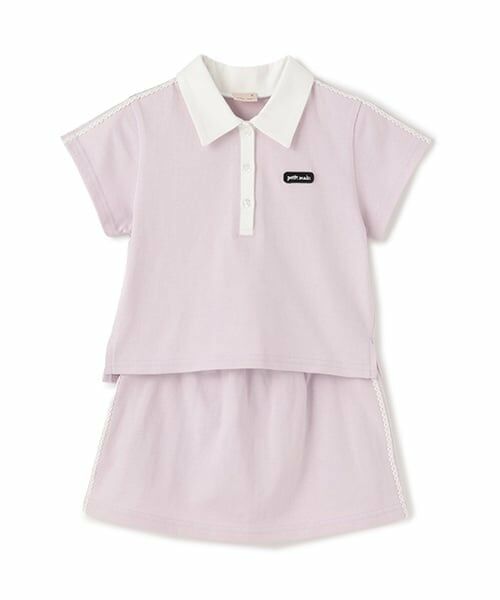 petit main / プティマイン ミニ丈・ひざ丈ワンピース | 【リンク/接触冷感】ポロセットアップ(ライト ピンク)