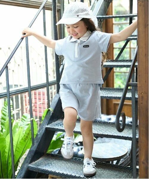 petit main / プティマイン ミニ丈・ひざ丈ワンピース | 【リンク/接触冷感】ポロセットアップ(ライト グレー)