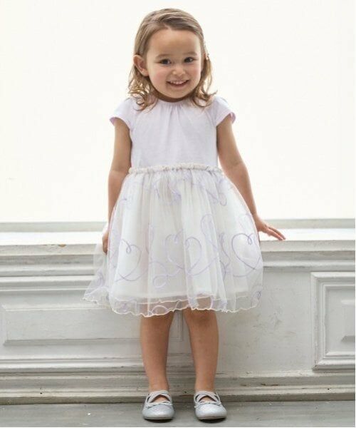 petit main / プティマイン ミニ丈・ひざ丈ワンピース | 【リンク】チェーン刺しゅうチュールワンピース(キッズ)（ラベンダー）