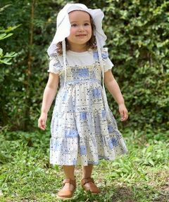 【リンク】総柄シャーリングワンピース(キッズ)