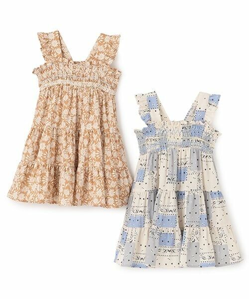 petit main / プティマイン ミニ丈・ひざ丈ワンピース | 【リンク】総柄シャーリングワンピース(キッズ) | 詳細18