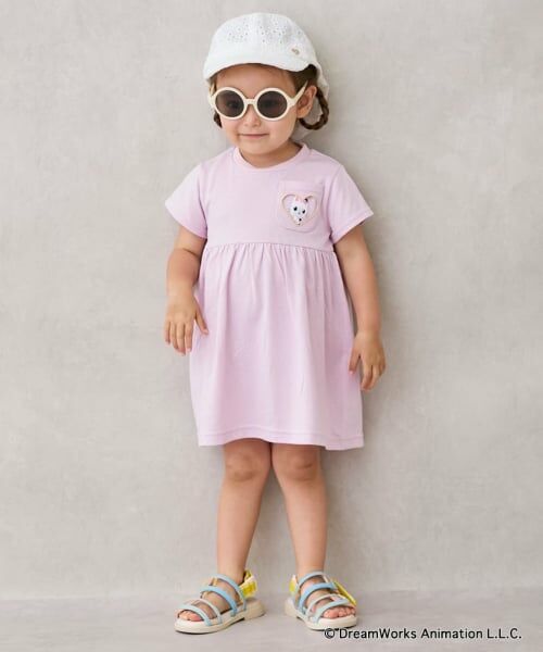 petit main / プティマイン ミニ丈・ひざ丈ワンピース | 【ギャビー】ポケットカットワンピース（ラベンダー）