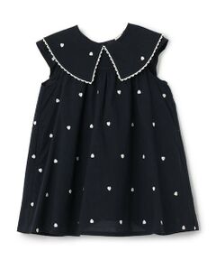 petit main / プティマイン ミニ丈・ひざ丈ワンピース | 【リンク】衿ハート刺しゅうワンピース(キッズ)