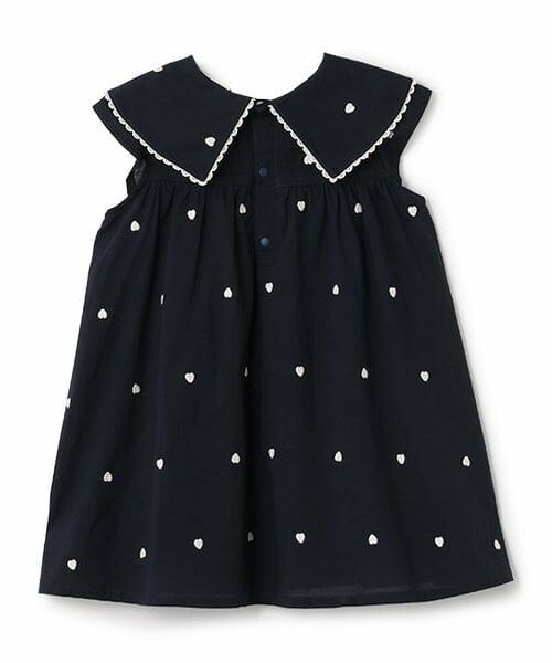 petit main / プティマイン ミニ丈・ひざ丈ワンピース | 【リンク】衿ハート刺しゅうワンピース(キッズ) | 詳細1