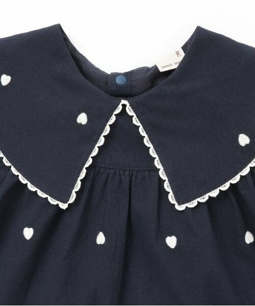 petit main / プティマイン ミニ丈・ひざ丈ワンピース | 【リンク】衿ハート刺しゅうワンピース(キッズ) | 詳細2