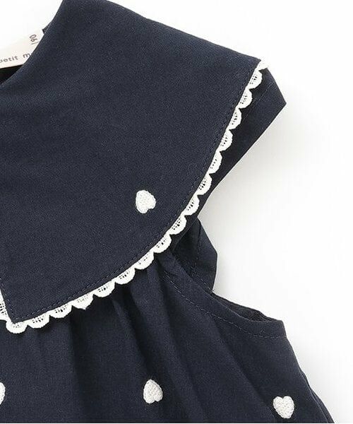 petit main / プティマイン ミニ丈・ひざ丈ワンピース | 【リンク】衿ハート刺しゅうワンピース(キッズ) | 詳細3