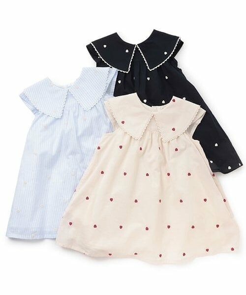 petit main / プティマイン ミニ丈・ひざ丈ワンピース | 【リンク】衿ハート刺しゅうワンピース(キッズ) | 詳細9