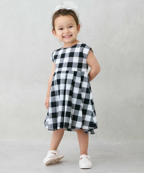 petit main / プティマイン ミニ丈・ひざ丈ワンピース | 【リンク】アソートフレアワンピース(キッズ)（黒）
