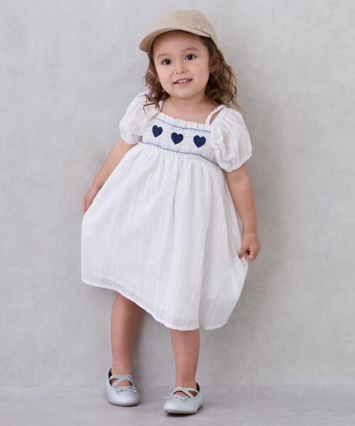 petit main / プティマイン ミニ丈・ひざ丈ワンピース | ハートスモッキングワンピース | 詳細3