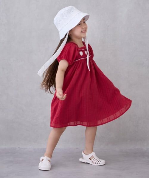 petit main / プティマイン ミニ丈・ひざ丈ワンピース | ハートスモッキングワンピース | 詳細5