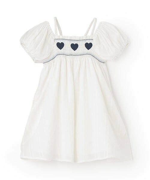 petit main / プティマイン ミニ丈・ひざ丈ワンピース | ハートスモッキングワンピース | 詳細6
