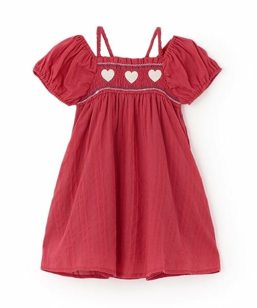 petit main / プティマイン ミニ丈・ひざ丈ワンピース | ハートスモッキングワンピース | 詳細7