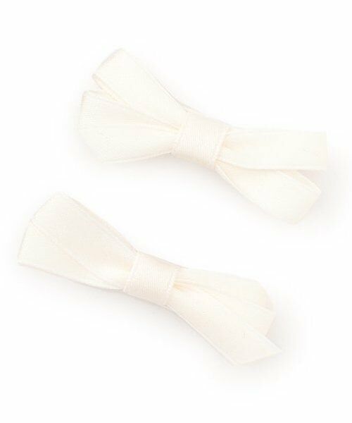petit main / プティマイン ヘアピン | リボンヘアクリップ2P（アイボリー）