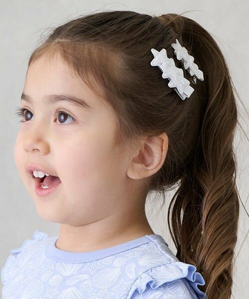 petit main / プティマイン ヘアピン | ラメ星ヘアクリップ2P（シルバー）