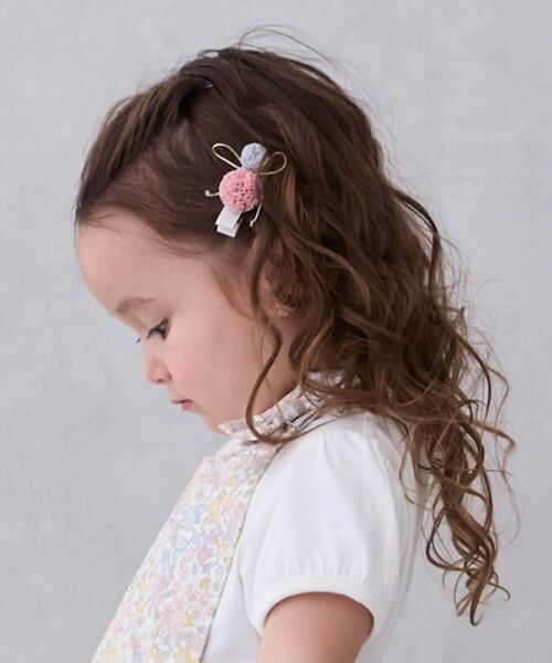 petit main / プティマイン ヘアピン | ぽんぽんヘアクリップ（ピンク）